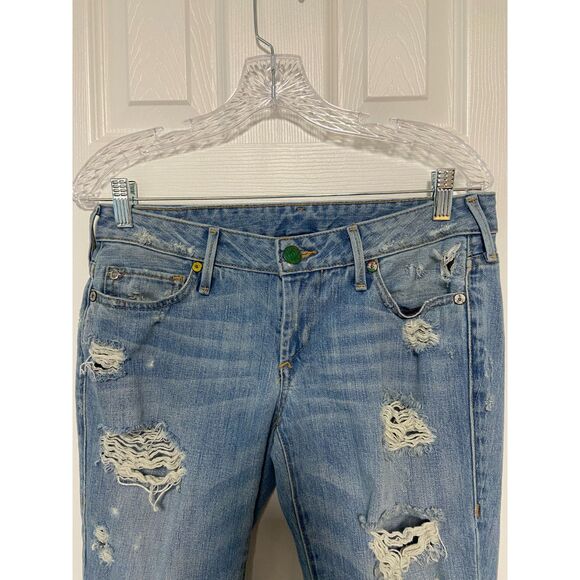 True Religion Jeans Womens Sz 27 Blue Denim Karlie Low Rise Bell Bottom Crop - Picture 10 of 15